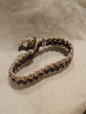 Handwoven Beige and Brown Macramé Bracelet